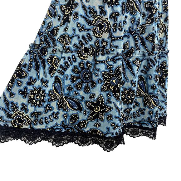 Vintage 90's Mark Singer Blue & Gold Slinky Lace Skirt Grunge Boho Burnout - Picture 7 of 16